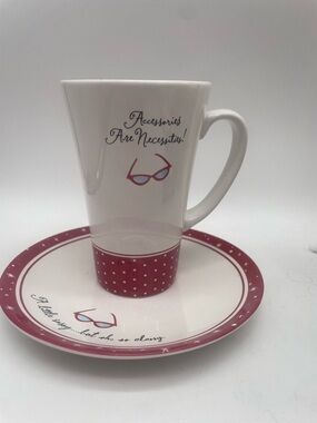 Barbie White and Pink Polka Dot Mug with Saucer Set